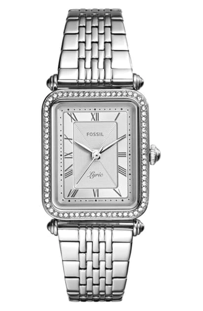 Shop Fossil Lyric Crystal Bracelet Watch, 28mm In Silver