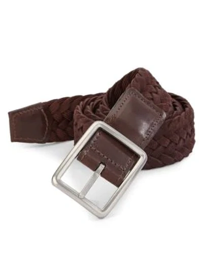 Shop Saks Fifth Avenue Collection Braided Reversible Buckle Suede Belt In Brown
