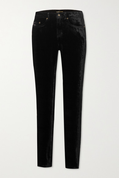 black velvet skinny pants