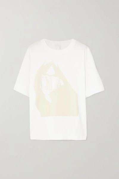 Shop Chloé Oversized Printed Cotton-jersey T-shirt In White