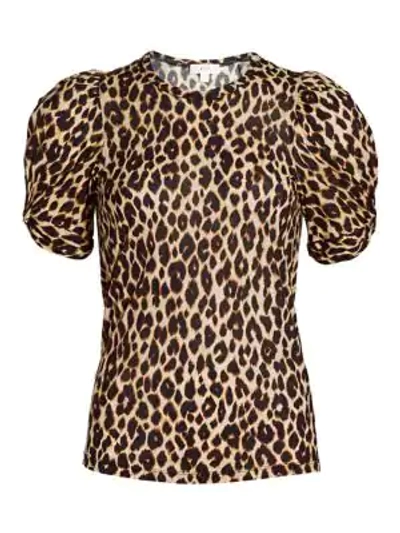 Shop A.l.c Kati Leopard Print Puff-sleeve T-shirt In Brown Multi