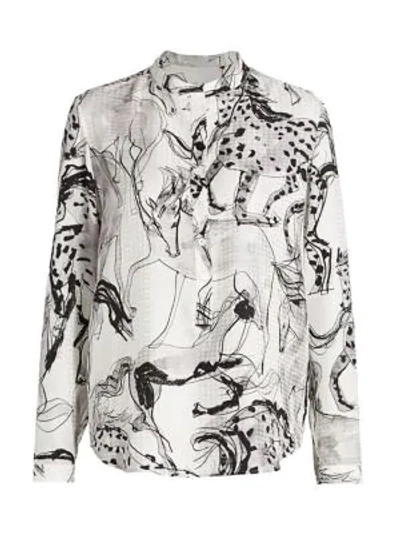 Shop Stella Mccartney Camicia Equestrian Silk Blouse In Multi