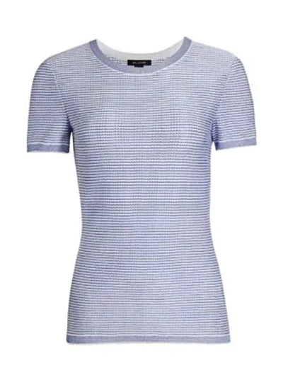 Shop St John Stripe Knit Short-sleeve Top In Oasis White