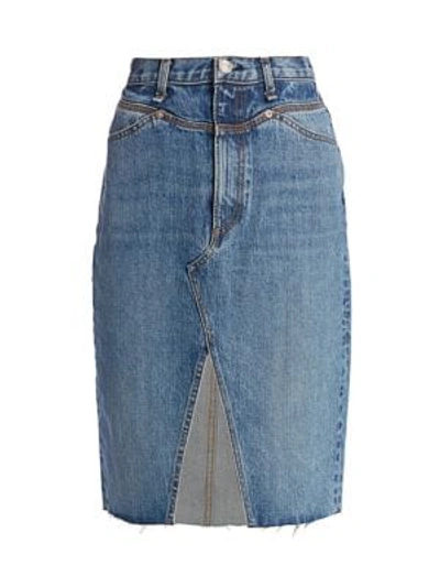 Shop Rag & Bone Women's Super High-rise Jean Skirt In Jade Blue