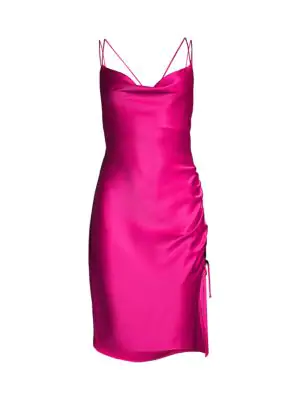 black ruched slip dress