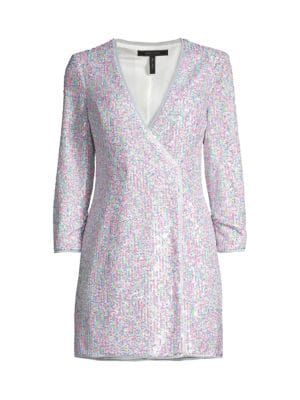 multicolor sequin wrap dress