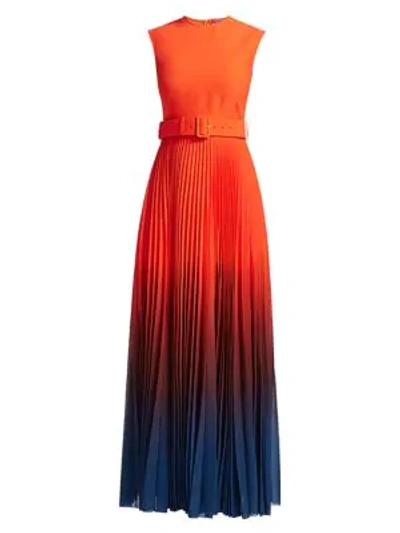 Shop Solace London Willow High-neck Belted Maxi Dress In Blood Orange Ombre
