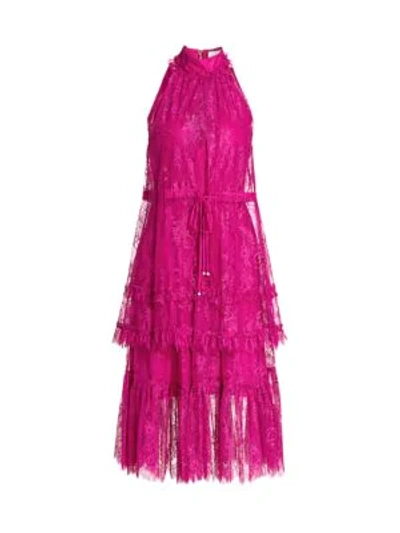 Shop Alexis Magdalina Lace Halter Dress In Fuchsia