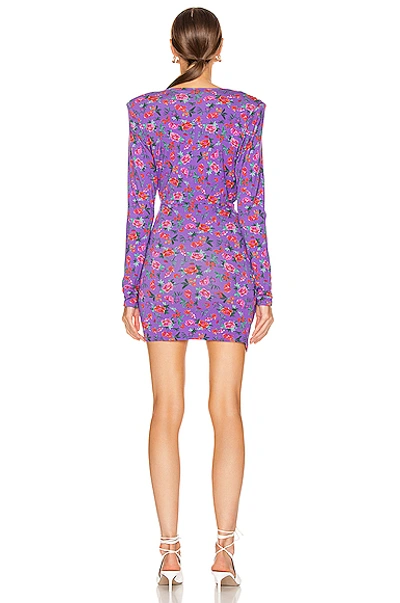 Shop Andamane Colette Gathered Mini Dress In Floral Multi Lilac