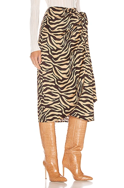 Shop Andamane Camilla Wrap Midi Skirt In Zebra Sand