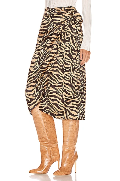 Shop Andamane Camilla Wrap Midi Skirt In Zebra Sand