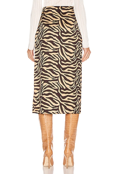 Shop Andamane Camilla Wrap Midi Skirt In Zebra Sand