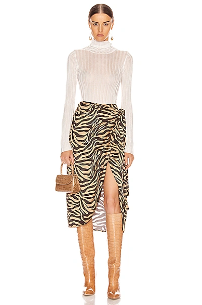 Shop Andamane Camilla Wrap Midi Skirt In Zebra Sand