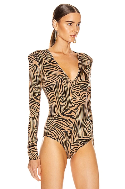 Shop Andamane Carmel Bodysuit In Zebra Sand