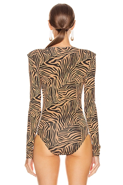 Shop Andamane Carmel Bodysuit In Zebra Sand