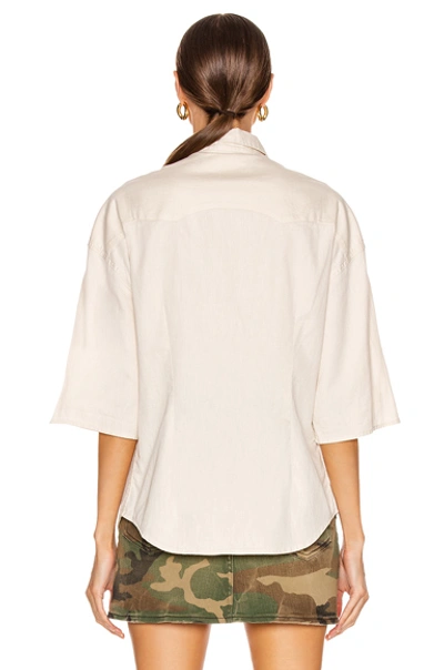 Shop R13 Oversized Cowboy Short Sleeve Shirt In White