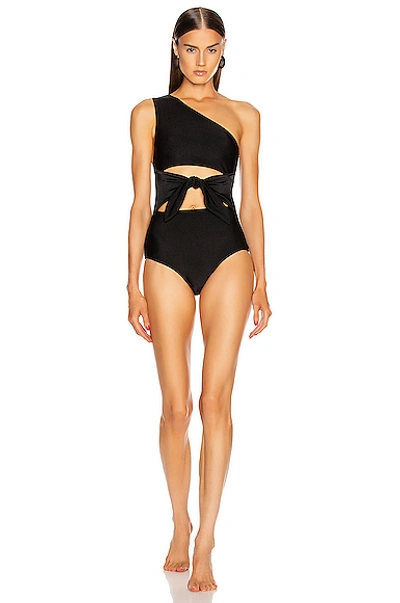 Shop Adriana Degreas Tulip One Shoulder Swimsuit With Knot In Black