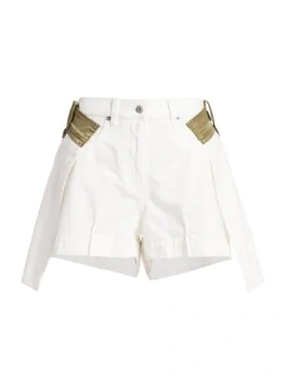 Shop Sacai Layered High-low Denim Shorts In White