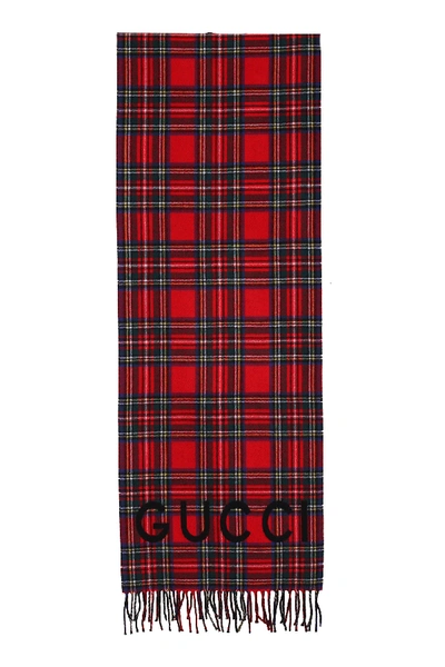 Shop Gucci Tartan Scarf In Fantasia