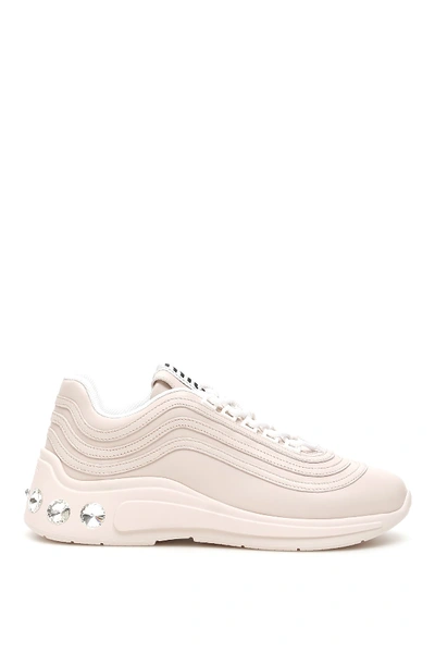 Shop Miu Miu Crystal-embellished Sneakers In Opale (beige)