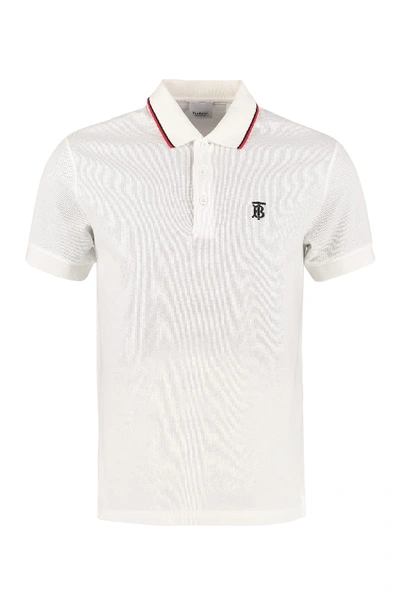 Shop Burberry Short-sleeved Cotton Polo Shirt In White