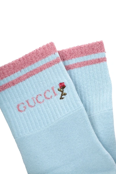 Shop Gucci Socks In Celeste