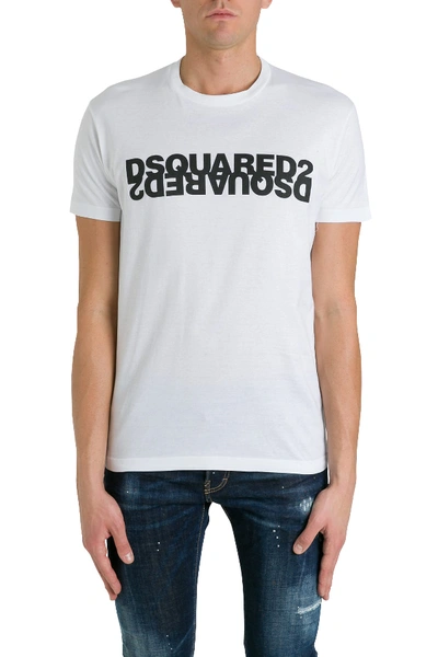 Shop Dsquared2 T-shirt Logo Mirror In Bianco