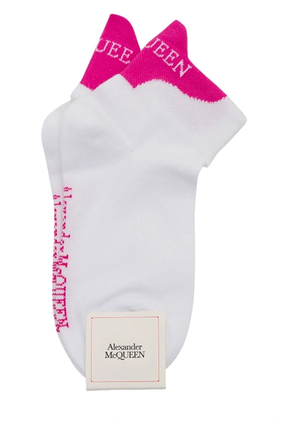 Shop Alexander Mcqueen Low-top Socks In Bianco/rosa