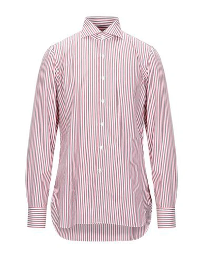 Shop Finamore 1925 Striped Shirt In Maroon