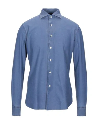 Shop Alessandro Gherardi Man Shirt Pastel Blue Size 15 ¾ Cotton