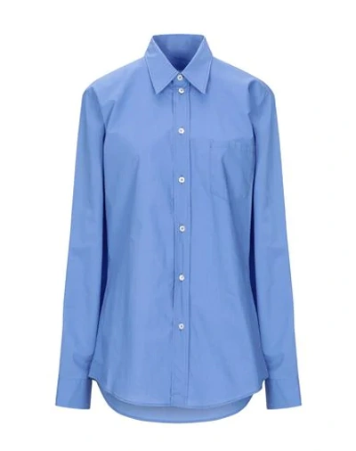 Shop Mm6 Maison Margiela Solid Color Shirts & Blouses In Azure