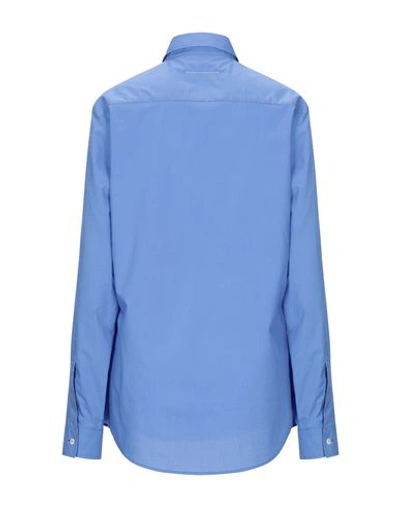 Shop Mm6 Maison Margiela Solid Color Shirts & Blouses In Azure