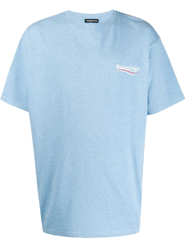 Balenciaga Political Logo Crewneck T-shirt In Blue | ModeSens