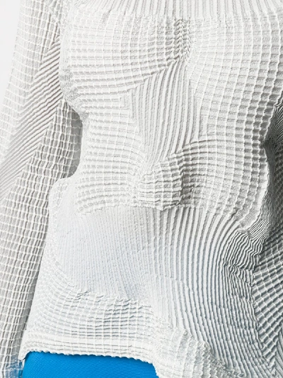 Shop Issey Miyake Long Sleeve Printed Top In Grey