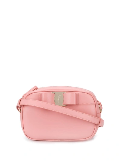 Shop Ferragamo Vara Leather Crossbody Bag In Pink