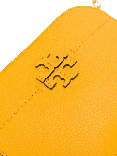 Shop Tory Burch Mcgraw Leather Camera Bag In Yellow