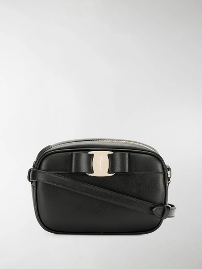 Shop Ferragamo Vara Leather Crossbody Bag In Black