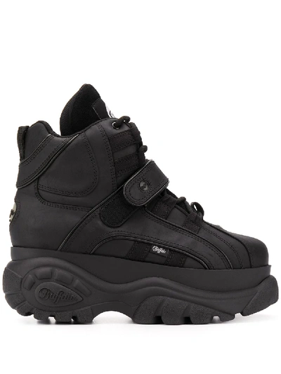 Shop Buffalo Leather Sneakers In Black