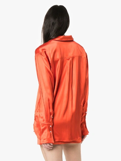 Shop Gauge81 Palermo Oversized Satin Shirt In Orange