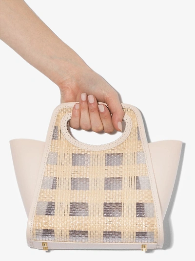 Shop Elleme Neutral Cupidon Small Leather And Raffia Tote Bag In Neutrals