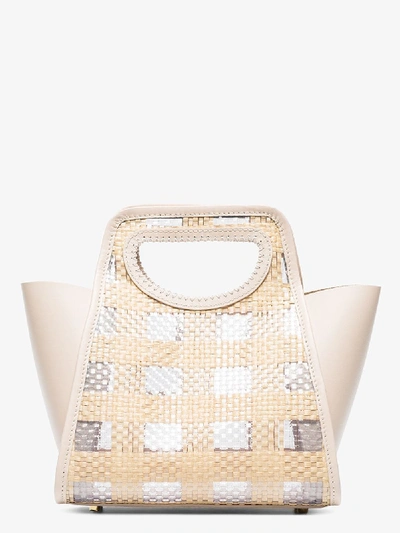 Shop Elleme Neutral Cupidon Small Leather And Raffia Tote Bag In Neutrals