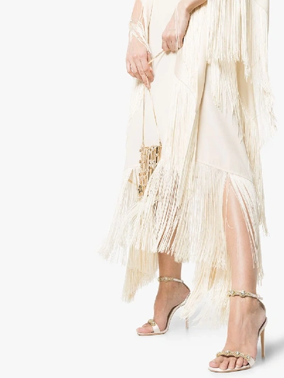 Shop Sophia Webster Ivory Aaliyah 100 Embellished Silk Sandals In White