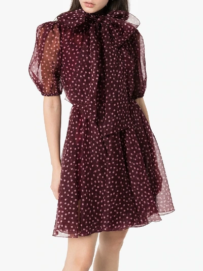 Shop Dolce & Gabbana Polka Dot Silk Organza Mini Dress In Red