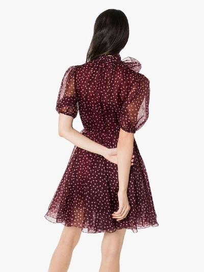 Shop Dolce & Gabbana Polka Dot Silk Organza Mini Dress In Red