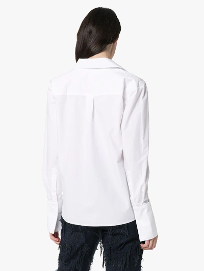 Shop Gauge81 Serena Deep V-neck Cotton Shirt In White