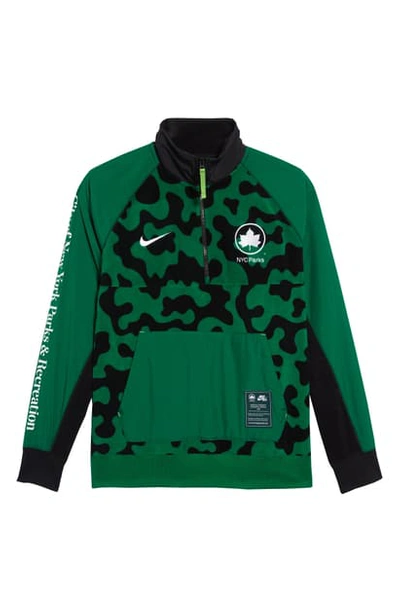Shop Nike Sportswear Nyc Parks Quarter Zip Pullover In Pine Green/ Black