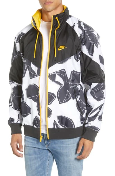 Shop Nike Sportswear Windrunner Packable Jacket In White/ Black/ Black/ Gold