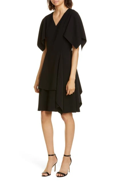 Shop Adeam Flutter Sleeve Crepe Dress In Black