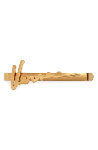 Shop Versace Signature Logo Hair Clip In Gold