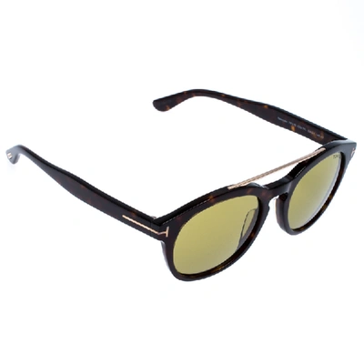 Pre-owned Tom Ford Brown/green Tortoise Newman Sunglasses